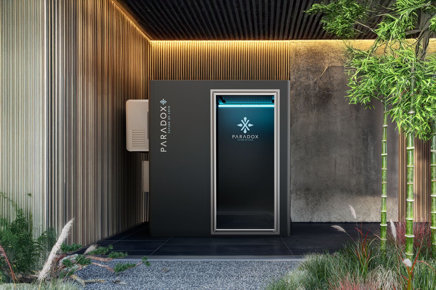 Cryochamber installed in a calm wellness room