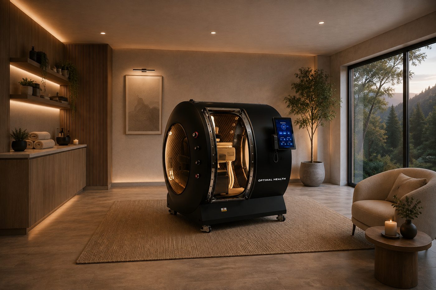 HBOT Hardshell Platinum Seated in a luxury wellness setting